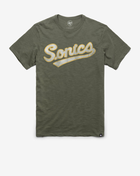 SEATTLE SUPERSONICS HARDWOOD CLASSICS GRIT WORDMARK '47 SCRUM TEE