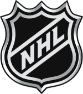 Classic black and white NHL logo shaped like a shield, used for branding the National Hockey League across team and fan merchandise.